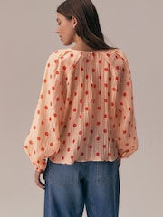 Matumbawe ya Polka Nut - Blouse ya Mikono mirefu ya Kiasi - Picha 4 kati ya 8