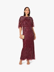 Adrianna Papell Red Cape Bead Long Dress - Imagem 3 de 6