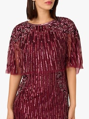 Adrianna Papell Red Cape Bead Long Dress - Imagem 4 de 6