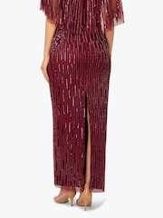 Adrianna Papell Red Cape Bead Long Dress - Imagem 5 de 6