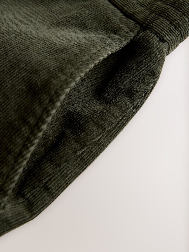 Khaki Green Regular Fit Smart Cotton Rich Corduroy Elasticated Waistband Trousers - Image 9 of 9