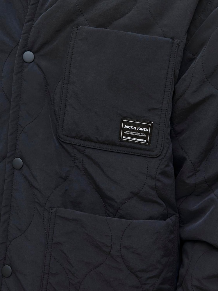 JACK & JONES Black Quilted Bomber Jacket - Image 8 of 8
