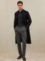 Reiss Navy Spy Atelier Wool Regular-Fit Shirt - Image 3 of 8