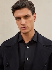 Reiss Navy Spy Atelier Wool Regular-Fit Shirt - Image 5 of 8