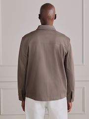 Neutral Brown Signature Full Zip Shacket - Image 3 of 11