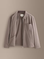 Neutral Brown Signature Full Zip Shacket - Image 7 of 11