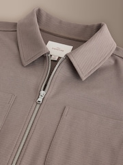 Neutral Brown Signature Full Zip Shacket - Image 8 of 11