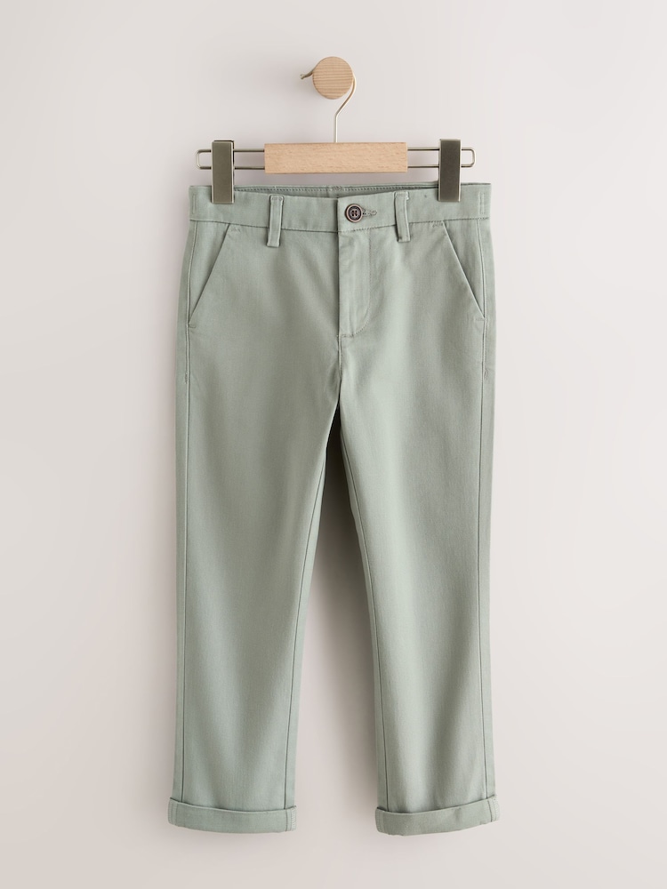 Sage Green Regular Fit Stretch Chino Trousers (3-17yrs) - Image 1 of 4
