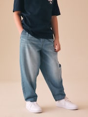 Denim albastru nuanță medie - Lightweight Pull on Jeans (3-16yrs) - Imaginea 1 din 8