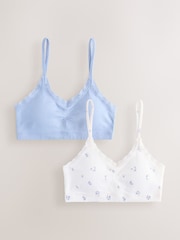 White/Blue Seamfree Strappy Crop Top (7-16yrs) - Image 1 of 6
