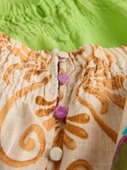 Green/ White/ Geo Print Flutter Sleeve Button Front Top with Linen 3 Pack - Image 10 of 10