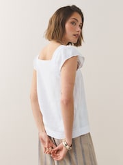 Green/ White/ Geo Print Flutter Sleeve Button Front Top with Linen 3 Pack - Image 7 of 10