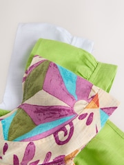 Green/ White/ Geo Print Flutter Sleeve Button Front Top with Linen 3 Pack - Image 9 of 10