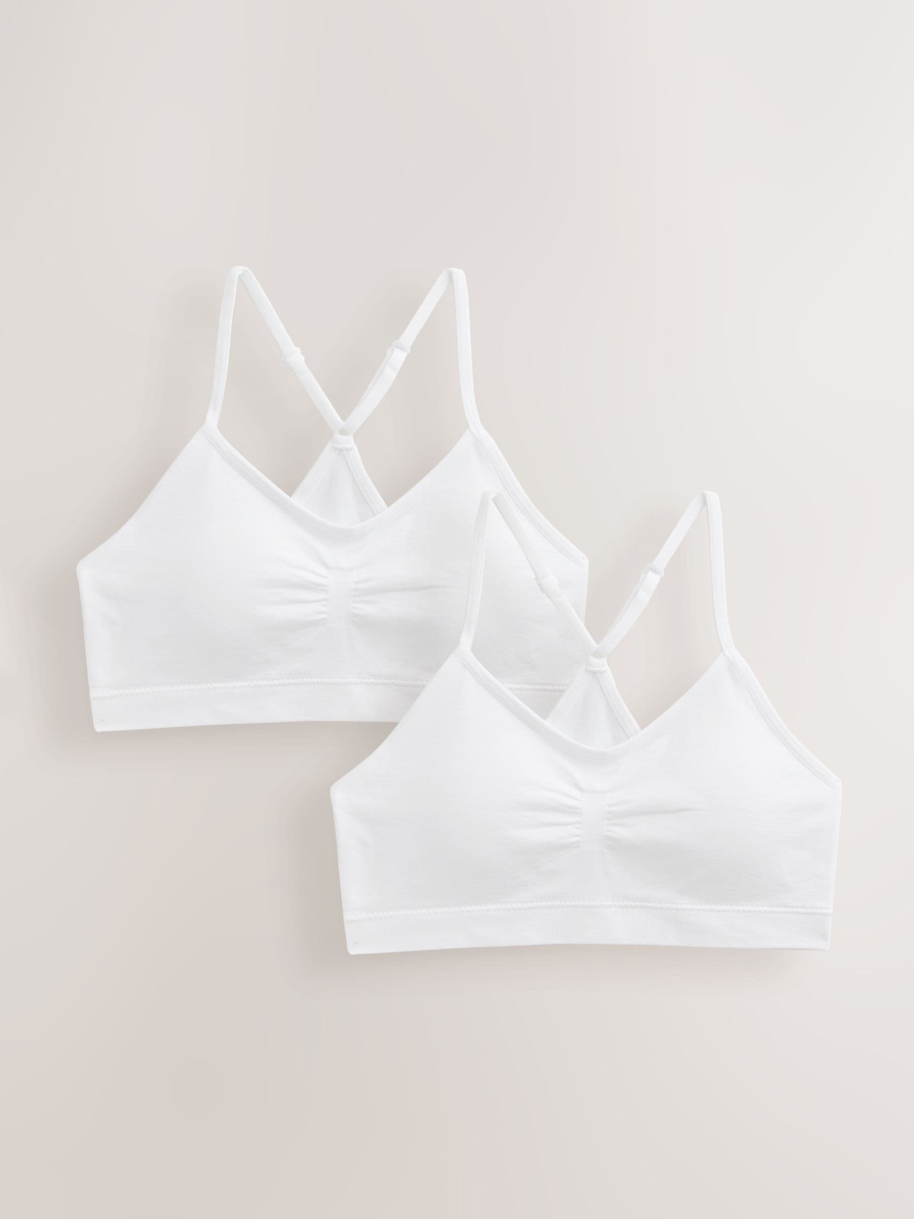 Buy White Racer Back Seamfree Strappy Crop Tops 2 Pack (7-16yrs