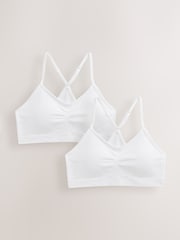 White Ground Seamfree Strappy Crop Tops 2 Pack (7-16yrs) - Image 1 of 6