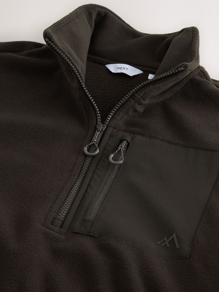 Chocolate Brown Zip Neck Utility Style Polar Fleece - Image 2 of 3