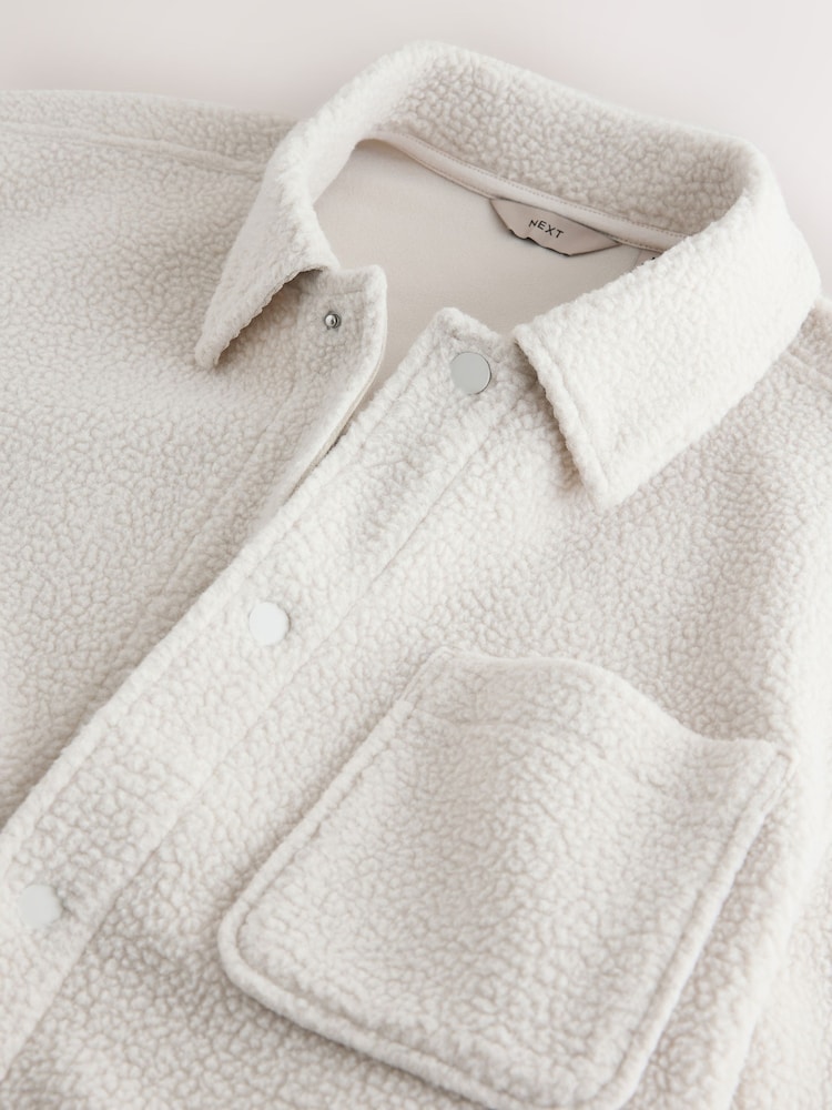 Ecru White Fleece Shacket - Image 10 of 10 Ecru White Fleece Shacket - Image 10 of 10
