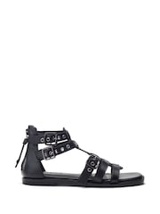 Moda in Pelle Sh Shelly Flat Gladiator Black Sandals - Imagen 1 de 4