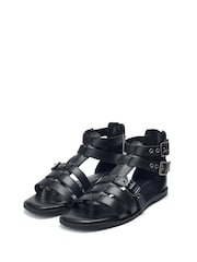 Moda in Pelle Sh Shelly Flat Gladiator Black Sandals - Imagen 2 de 4