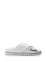 Moda in Pelle Jessa Tubular Crossover Comfort Footbed White Sandals - Image 1 of 4