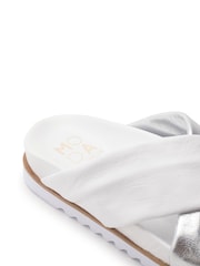 Moda in Pelle Jessa Tubular Crossover Comfort Footbed White Sandals - Image 3 of 4
