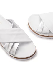Moda in Pelle Jessa Tubular Crossover Comfort Footbed White Sandals - Image 4 of 4