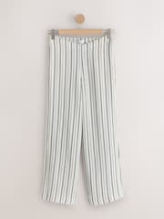 Ecru/Schokoladenbraun mit Streifen - N. Premium Linen Wide Leg Trousers - Bild 1 von 3