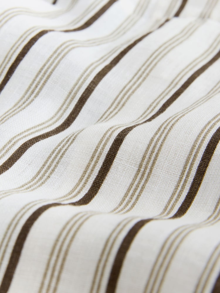 Ecru/Chocolate Stripe N. Premium Linen Wide Leg Trousers - Image 9 of 9