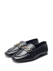 Moda in Pelle Earley Square Toe Snaffle Black Loafers - Image 2 of 4