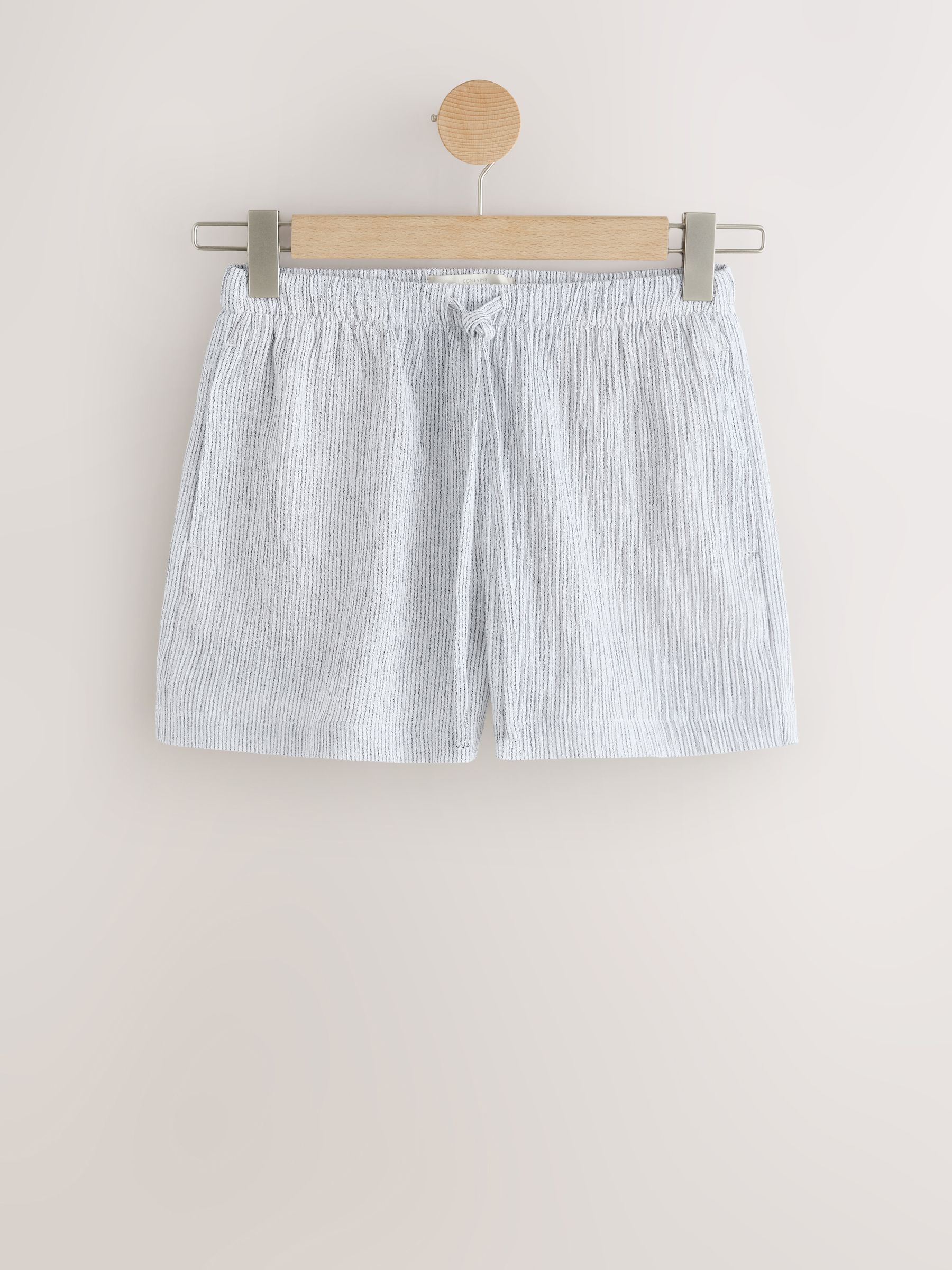 Buy White/Grey Stripe Textured Shorts with Linen from Next USA