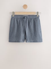 Slate Grey Textured Shorts with Linen - Image 1 of 3
