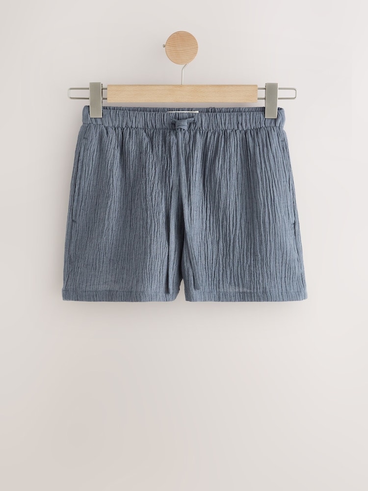 Slate Grey Textured Shorts with Linen - Image 1 of 3