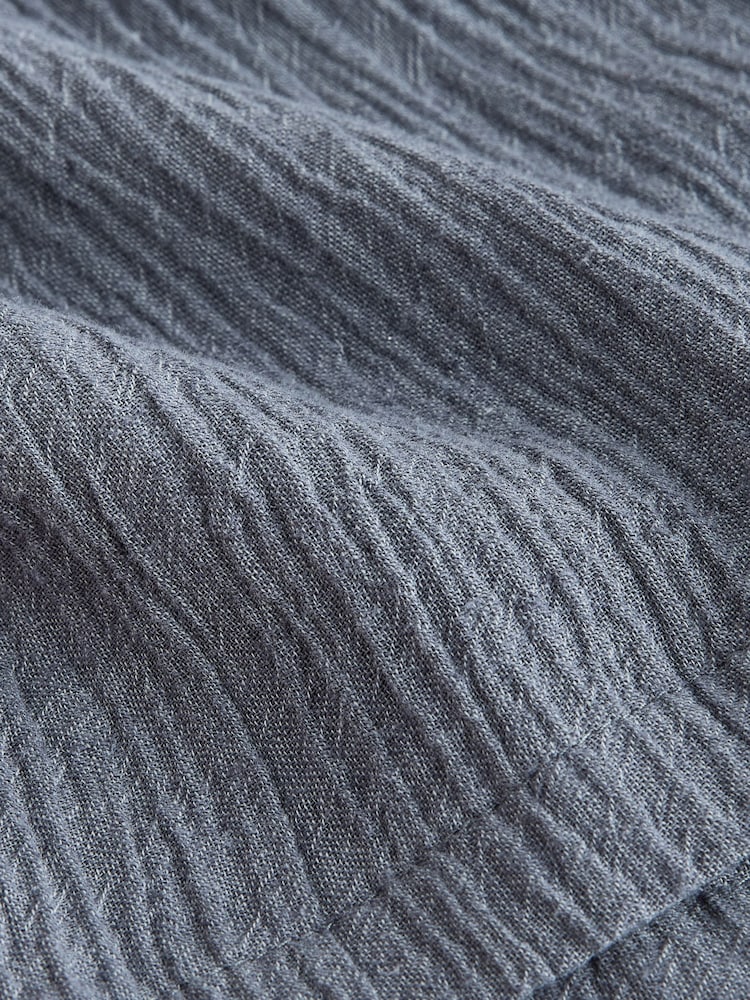 Slate Grey Textured Shorts with Linen - Image 2 of 3