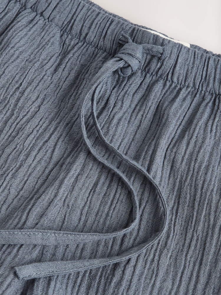 Slate Grey Textured Shorts with Linen - Image 3 of 3