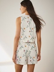 Ecru Cross Stitch Floral Mini Shorts - Image 4 of 8