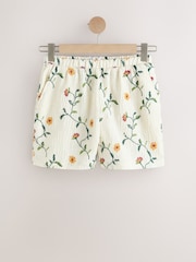 Ecru Cross Stitch Floral Mini Shorts - Image 6 of 8