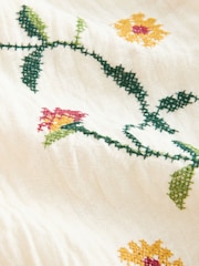 Ecru Cross Stitch Floral Mini Shorts - Image 7 of 8