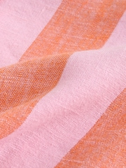 Pink/Orange Stripe Linen Blend Shorts - Image 7 of 7