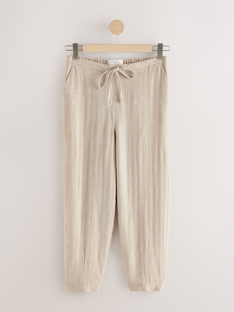 뉴트럴 - 리넨 Blend 배럴 레그 바지 - 3의 이미지 1