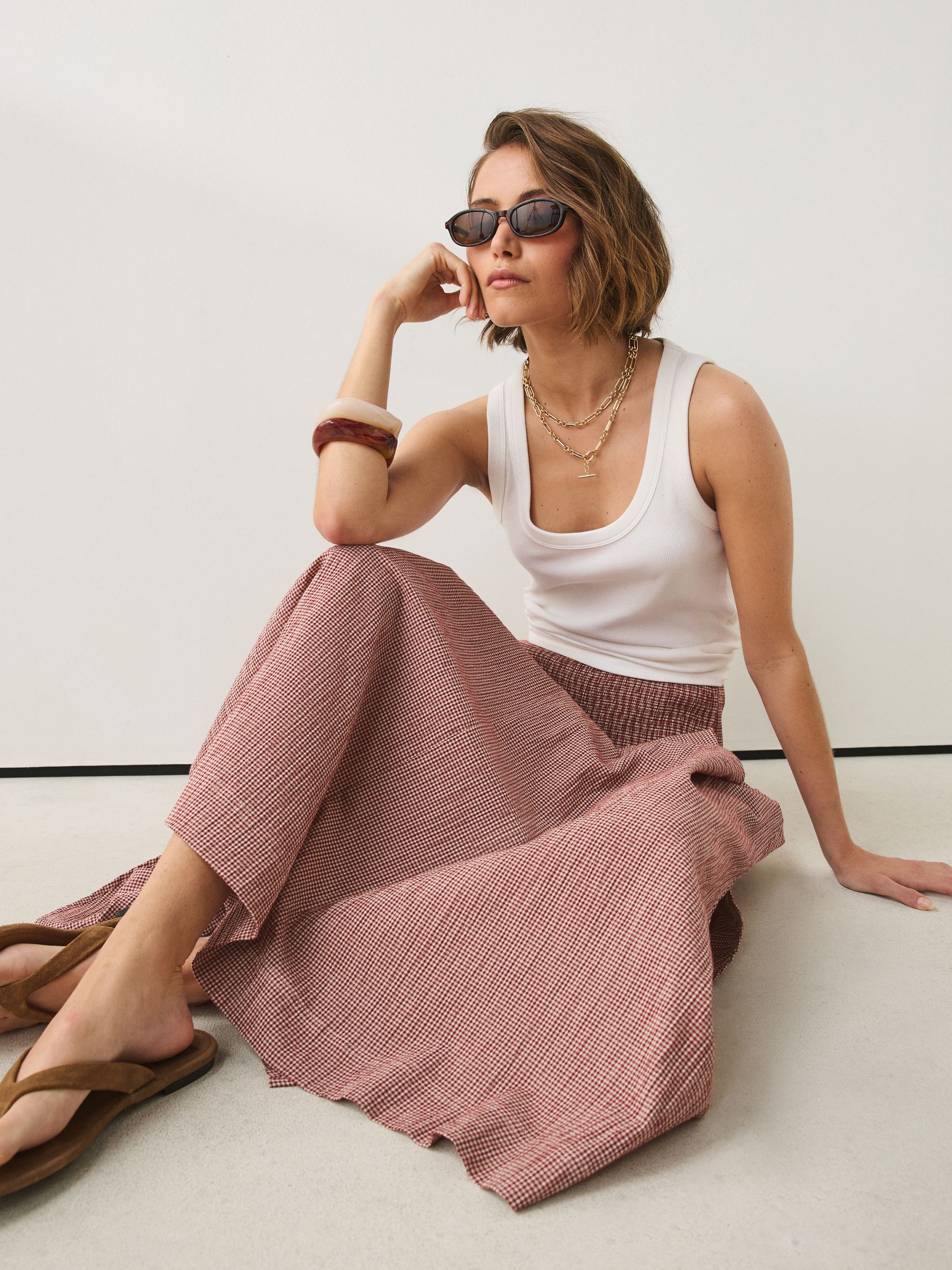 Buy Red Drop Waist Gingham Maxi Skirt from Next USA