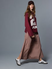 بني مائل للأحمر - Drop Waist Gingham Maxi Skirt - صورة 6 من 11