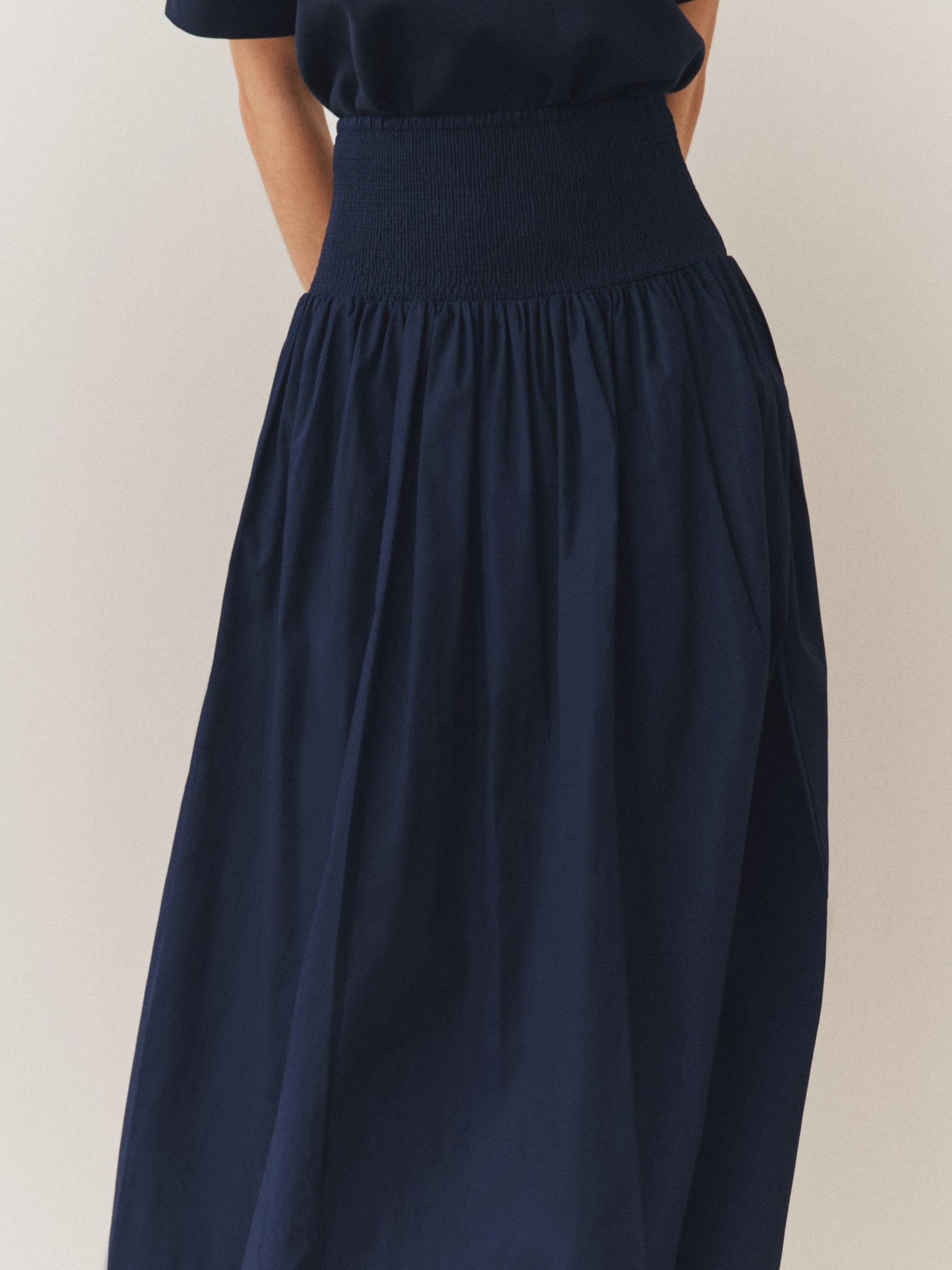 Buy Navy Blue Shirred Maxi Skirt from the Next UK online shop