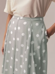 Sage Green Spot - Godet Midi Skirt - Picha 5 kati ya 9
