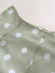 Sage Green Spot - Godet Midi Skirt - Picha 8 kati ya 9