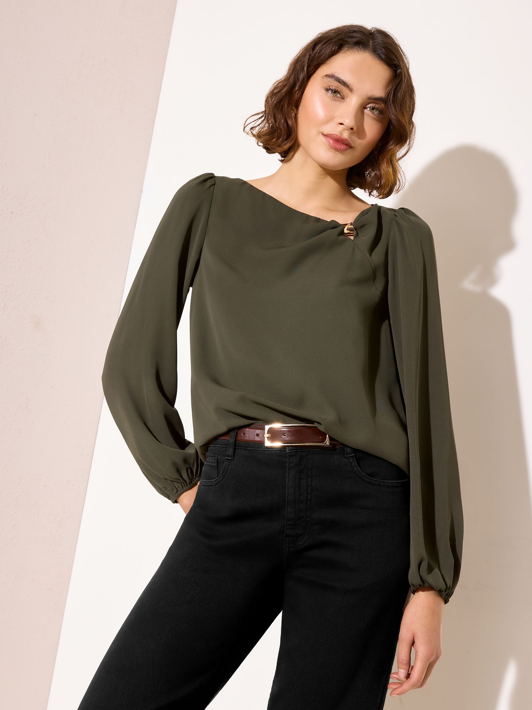 Buy Friends Like These Khaki Green Long Sleeve Hardware Detail