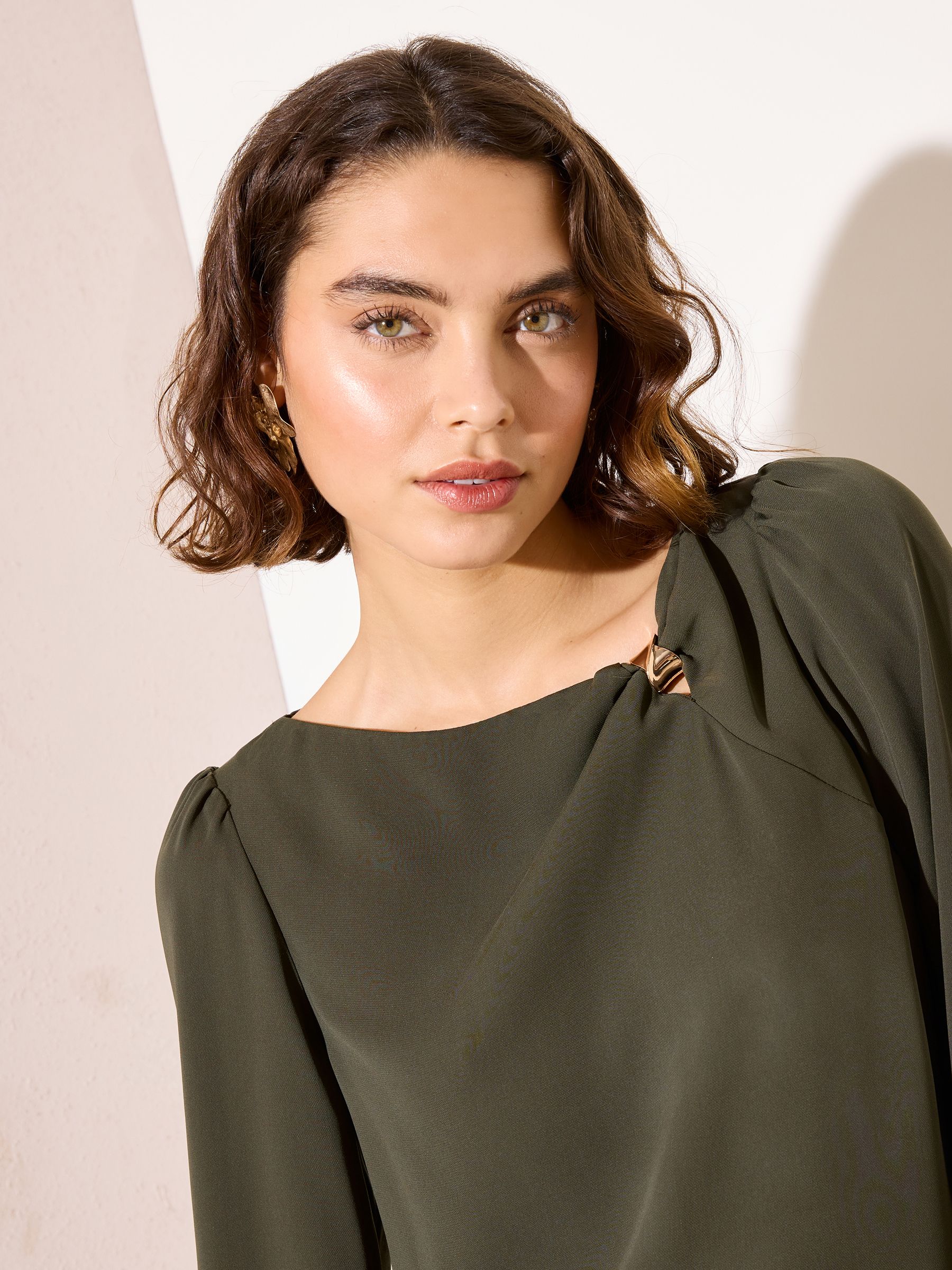 Buy Friends Like These Khaki Green Long Sleeve Hardware Detail