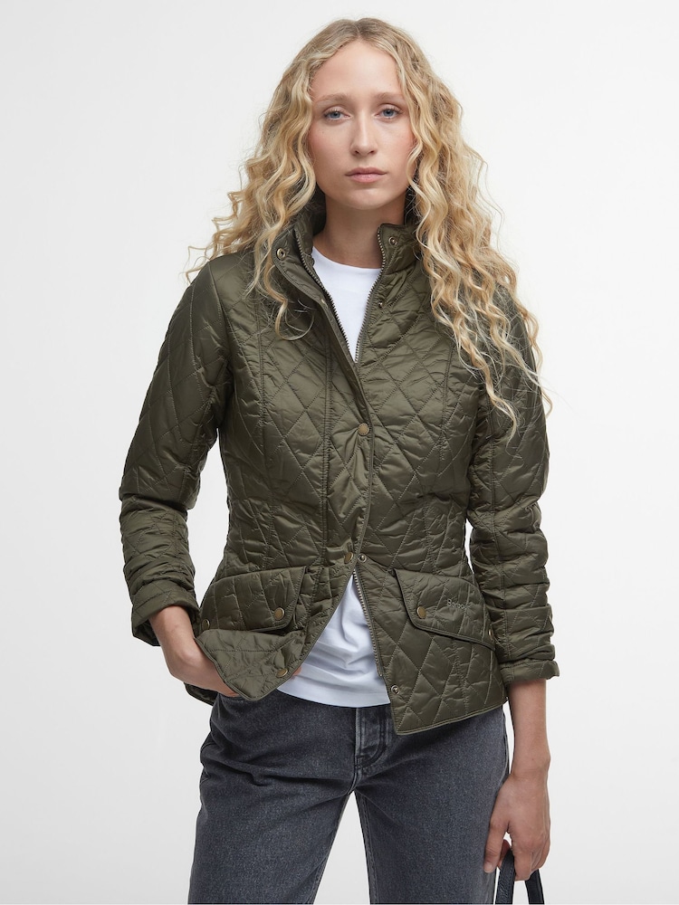 Barbour® Olive Green Flyweight Cavarly Quilted Jacket - Image 1 of 6