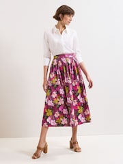 Phase Eight Pink Arina Floral Print Skirt - Image 1 of 7