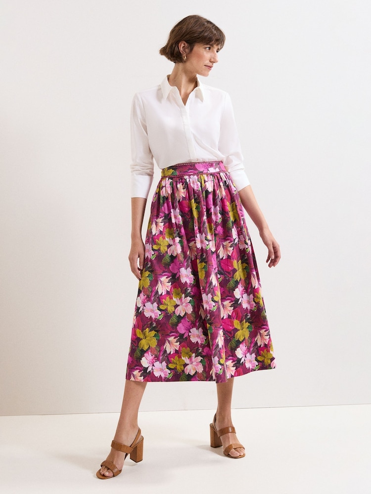 Phase Eight Pink Arina Floral Print Skirt - Image 1 of 7