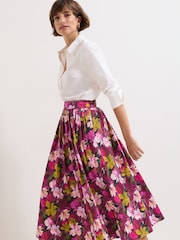 Phase Eight Pink Arina Floral Print Skirt - Image 5 of 7